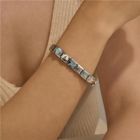 Silver Dainty Italian Charm Bracelet Set For Women Diy Handmade Starter Set - Picture 3 of 6